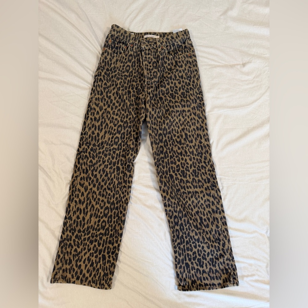 Levi's Ribcage Straight Ankle Leopard Print Corduroy Straight Leg Jeans